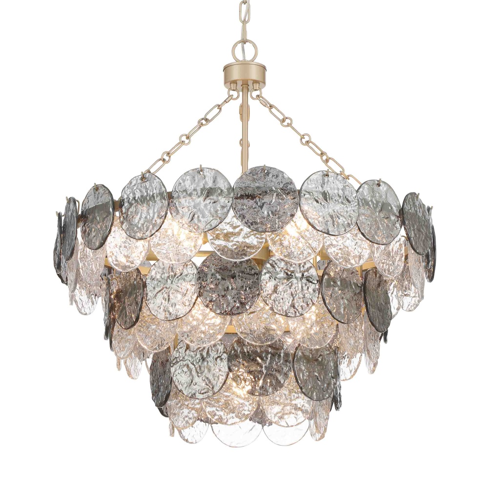 Yep by Golden Lighting Cascada 11-light Pendant in Aegean Silver and Smoke Plated Glass